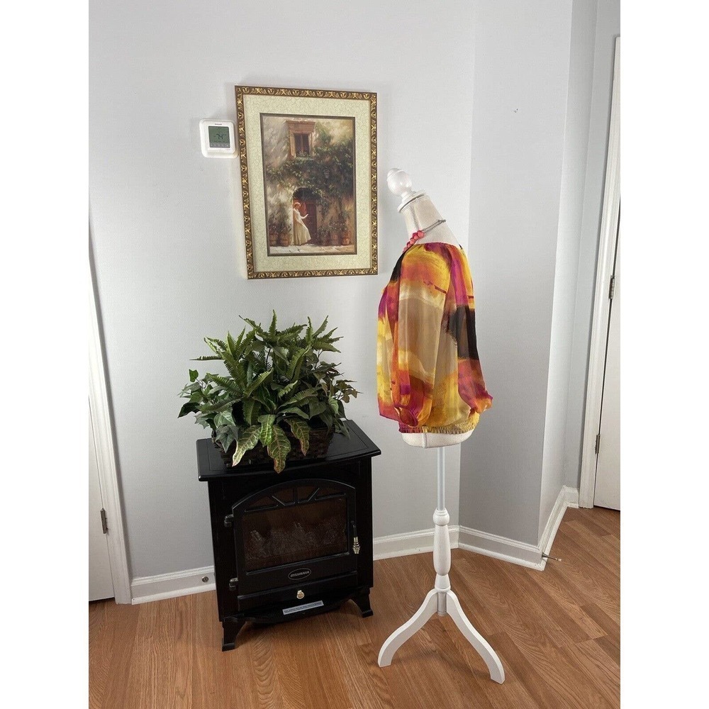 Alfani Women's Multicolor Abstract Round Neck Long Sleeve Pullover Sheer Top 8P - Picture 3 of 7